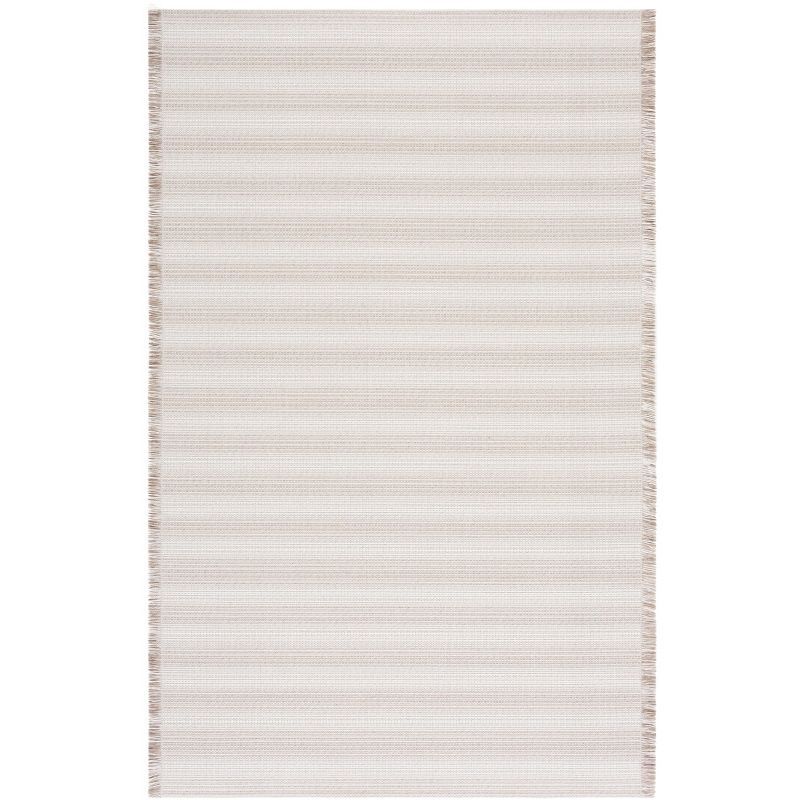 Ivory Taupe Flat Woven Synthetic Area Rug 5' x 7'