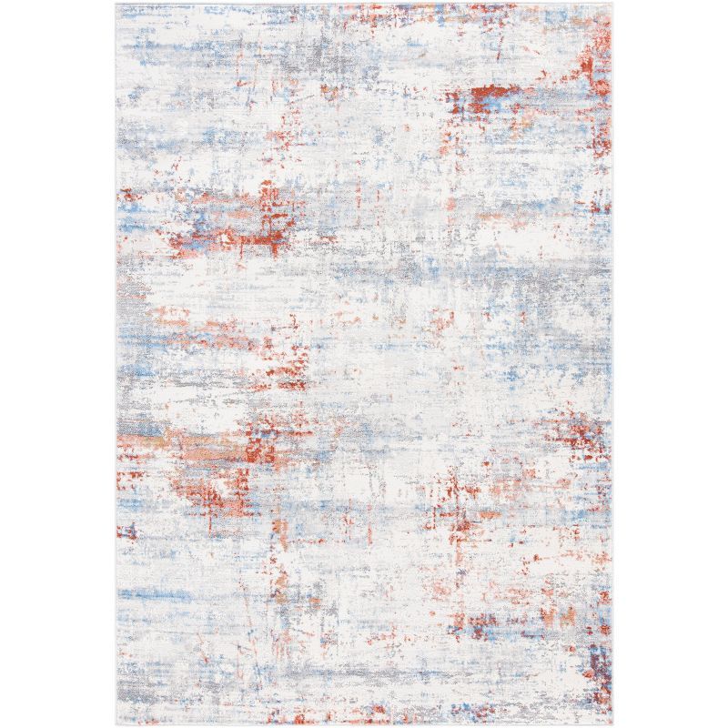 Ivory and Rust Abstract Hand-knotted Reversible Rug