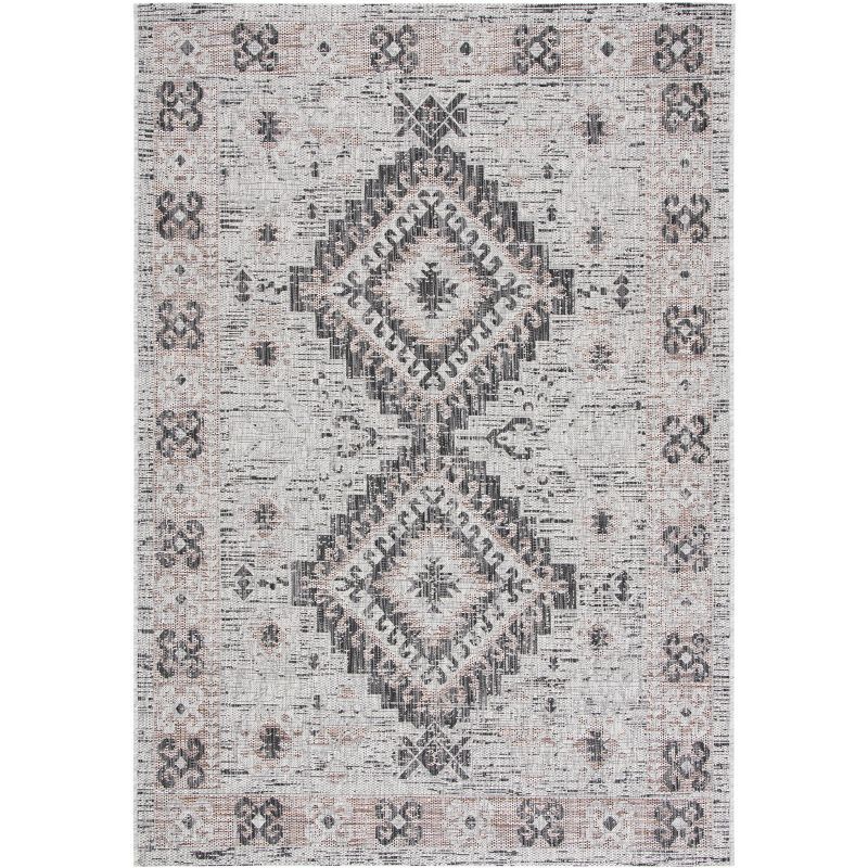 Easy-Care Courtyard 47" Gray Synthetic Indoor/Outdoor Area Rug