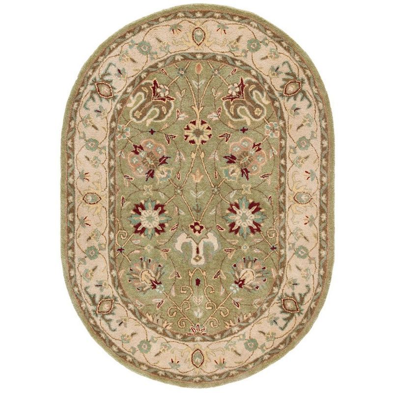 Sage Oval Hand Tufted Wool Area Rug