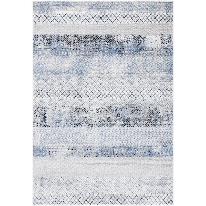 Amelia 4' x 6' Grey and Light Blue Hand-Knotted Wool Rug