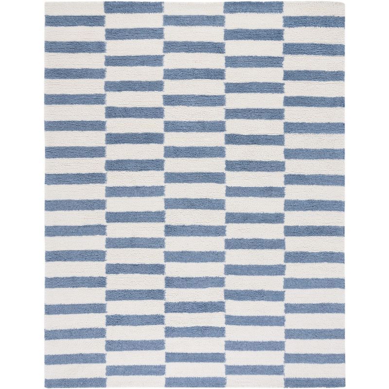 Elegant Vermont Ivory & Blue Hand-Tufted Wool Area Rug, 8' x 10'