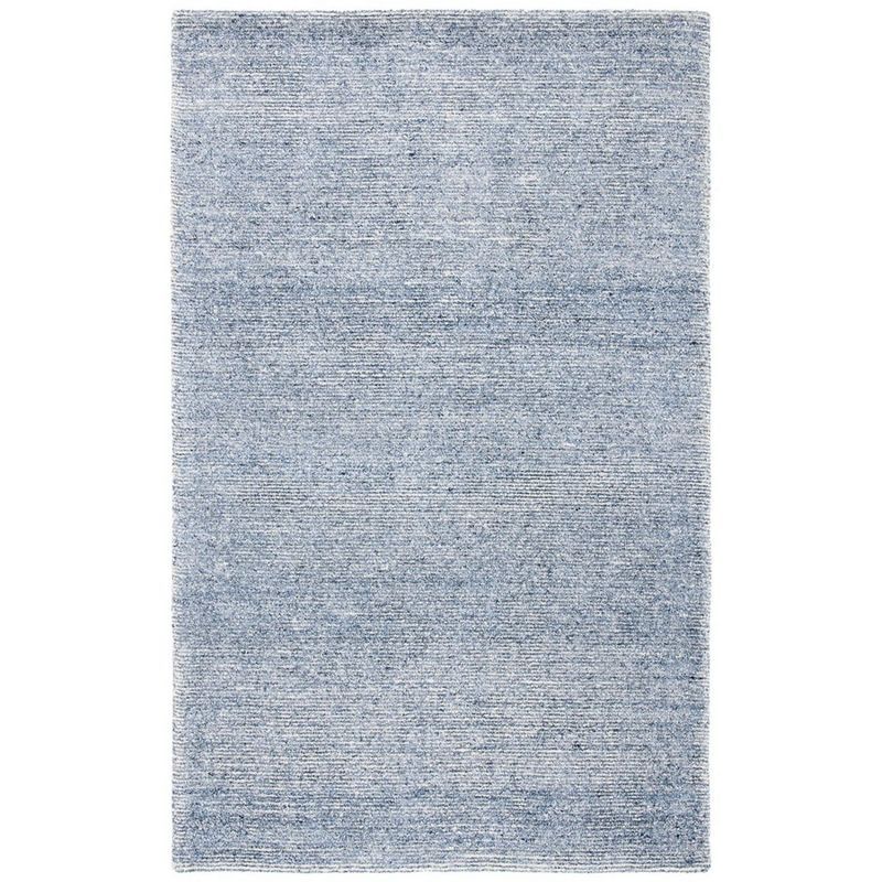 Handmade Artisan Tufted Blue Wool Rectangular Rug - 5' x 8'
