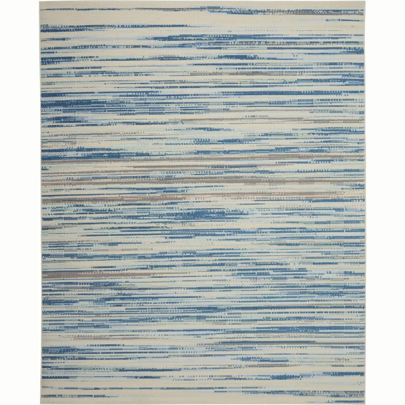 Blue Rectangular 8' x 10' Hand-knotted Reversible Rug