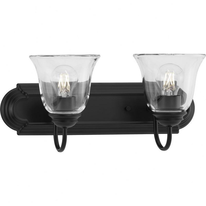 Matte Black 18" Dimmable 2-Light Vanity Light with Clear Glass Shades