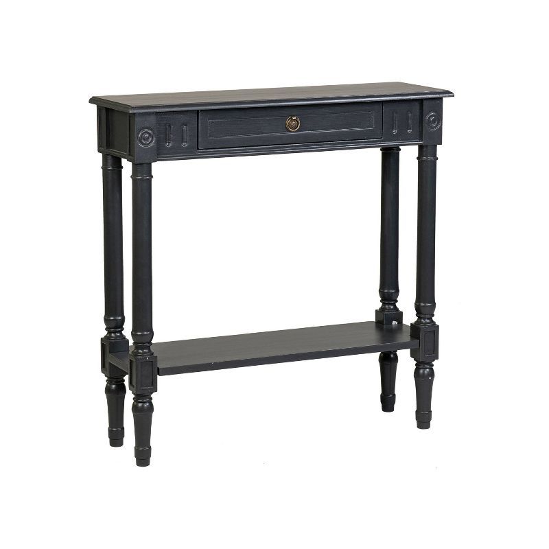 Marisol Black Solid Wood Console Table with Storage