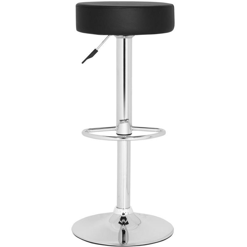 Adjustable Black Metal Swivel Backless Bar Stool