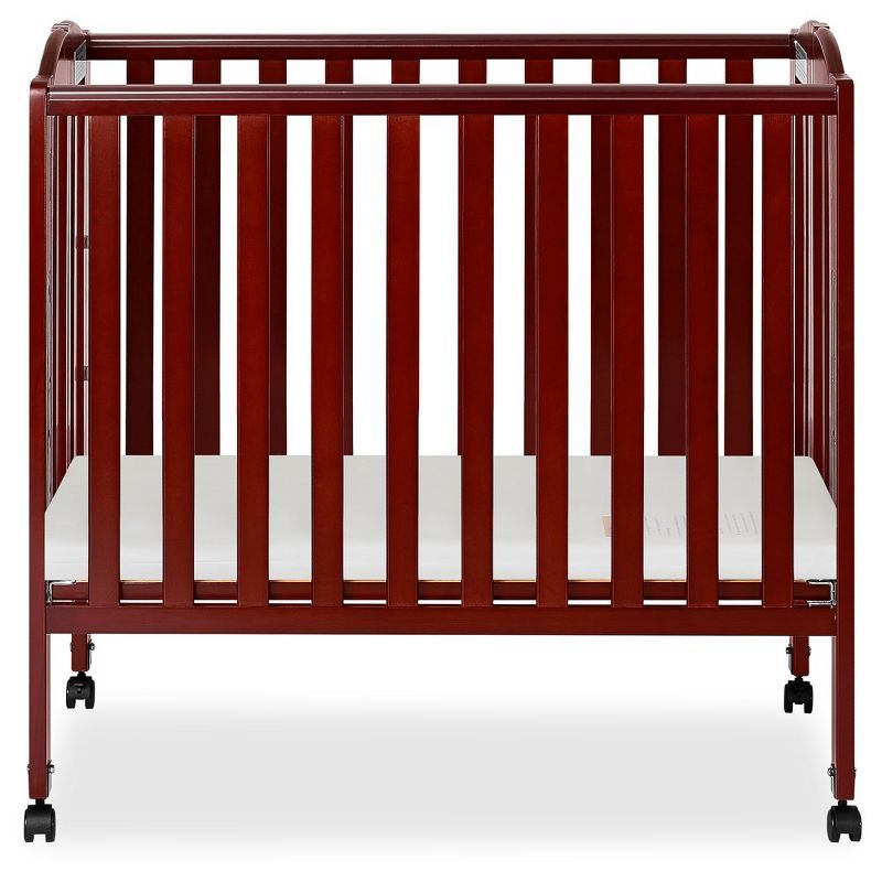 Cherry Pine 3-in-1 Portable Folding Crib with Locking Wheels