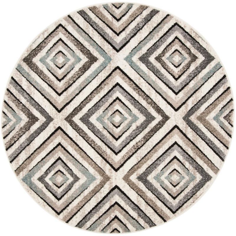 Elysian 79'' Gray Geometric Round Synthetic Area Rug