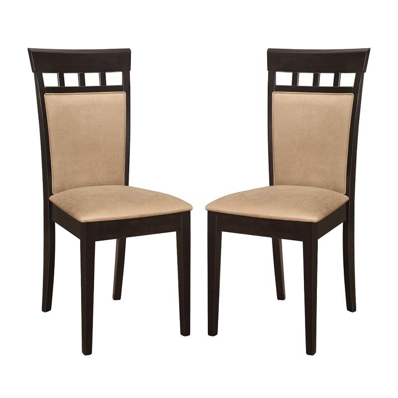 Set of 2 Brown Microfiber Upholstered Wooden Side Chairs