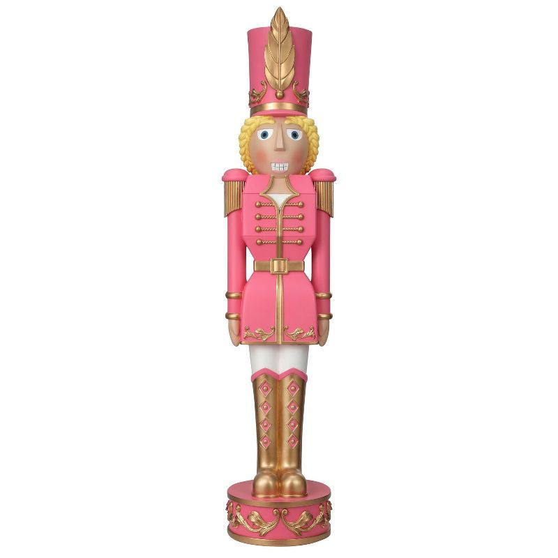 37" Pink and Gold Resin Christmas Nutcracker