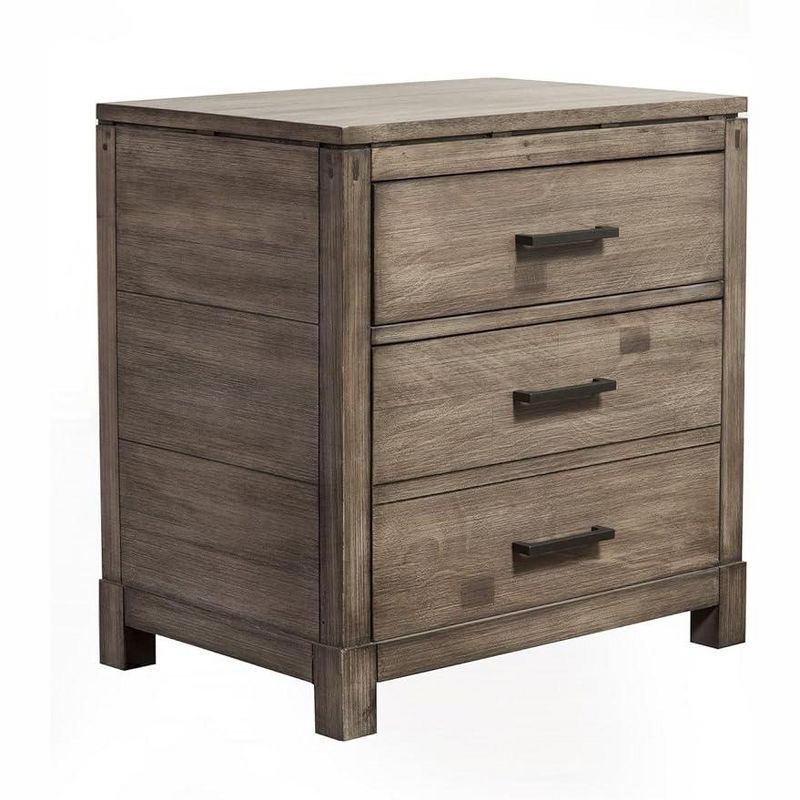 Sydney Transitional 2-Drawer Nightstand in Gray/Brown Mahogany