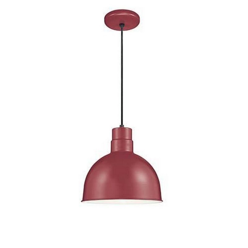 Satin Red Glass Indoor/Outdoor Bowl Pendant Light