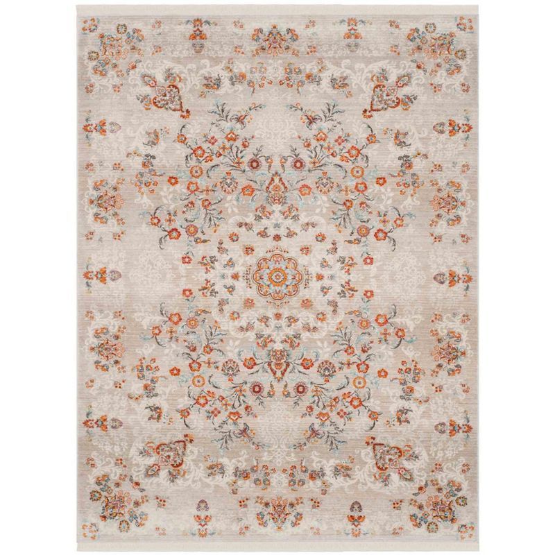 Handmade Gray Floral Motif Synthetic Area Rug 5' x 7'