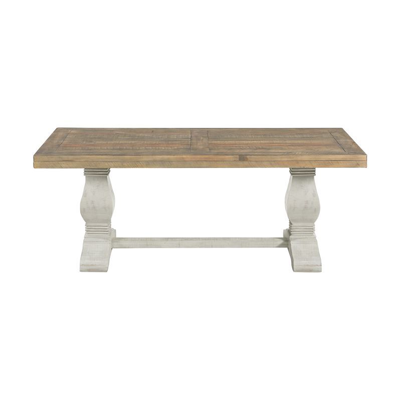 Napa 50" White and Natural Wood Pedestal Coffee Table