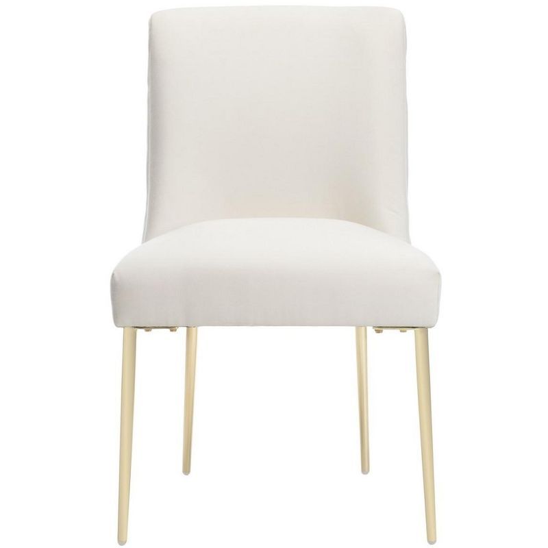 Luxe Off-White Velvet Upholstered Side Chair with Gold Legs