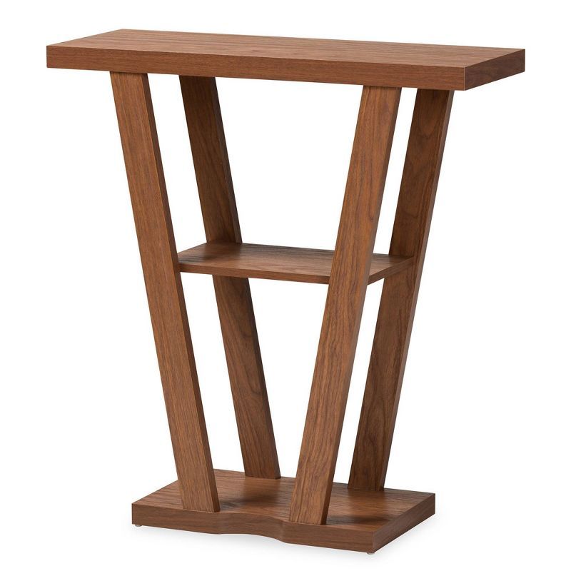 Walnut Brown Modern Wood Console Table with Storage