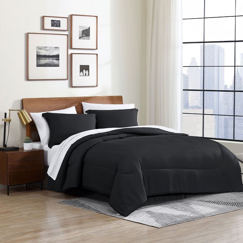 Black Queen Microfiber Down Alternative Bed in a Bag Set