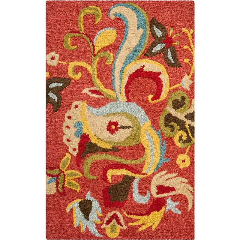 Handmade Multicolor Floral Wool Area Rug 30" x 48"