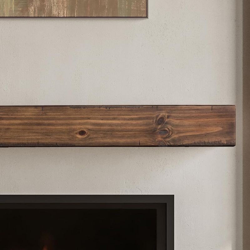 Dakota 60-Inch Mocha Pine Wood Floating Fireplace Mantel Shelf