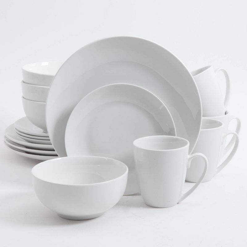 White Porcelain 16-Piece Dinnerware Set for 4