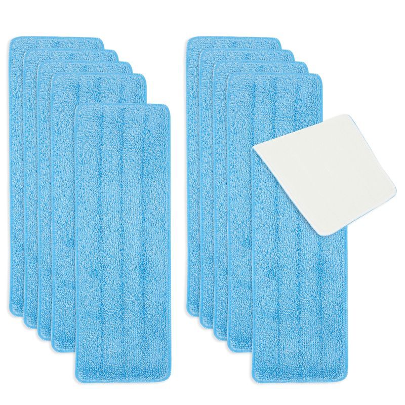 Blue Microfiber Reusable Flat Mop Pads 16.5 in - 10 Pack