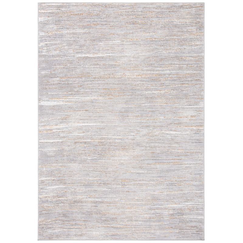 Gray and Gold Abstract Hand-knotted Synthetic Rug, 5'5" x 7'7"