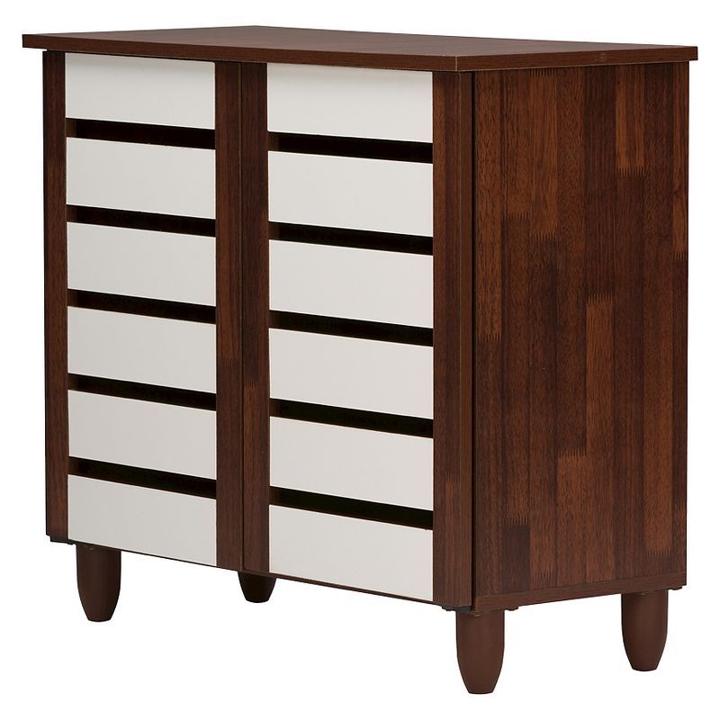 Gisela Two-Tone Oak and White Shoe Cabinet with Vinyl Legs