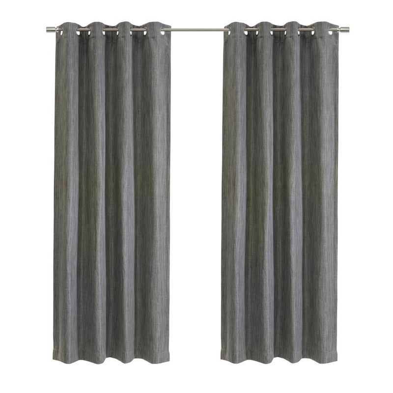 Gray Linen Textured Room Darkening Grommet Curtain Panel 52" x 95"