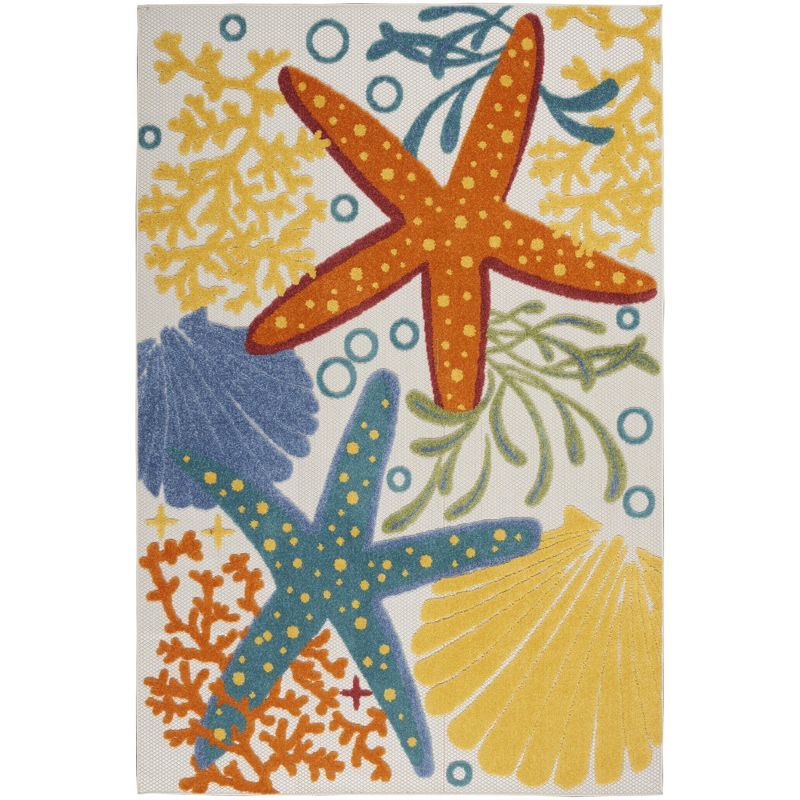 Coastal Charm Multicolor Synthetic 5'3" x 7'5" Indoor/Outdoor Rug