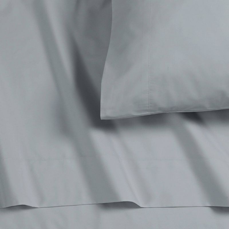 Twin Soft Grey Cotton Percale Deep Pocket Sheet Set