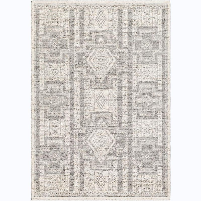 Amaris Light Gray Geometric Synthetic Fur 5'3" x 7'3" Area Rug