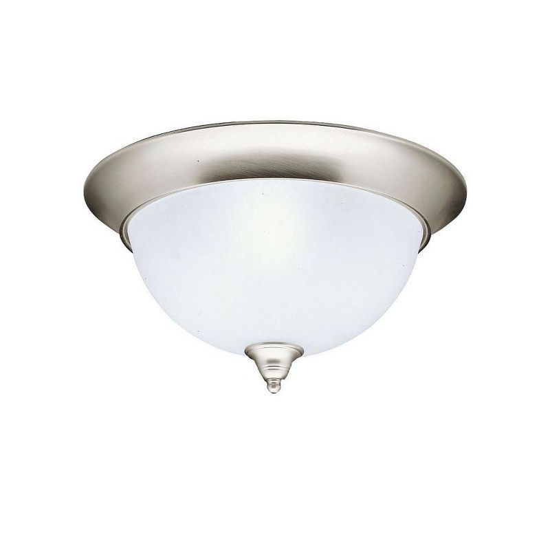 Transitional 15'' Brushed Nickel 3-Light Flush Mount with Etched Glass