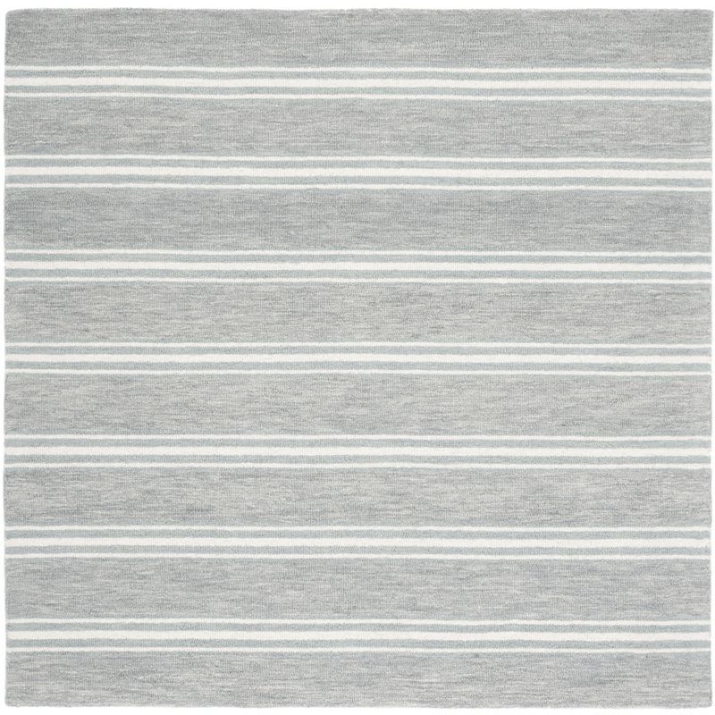 Elegant Gray Hand-Tufted Wool 6' Square Area Rug