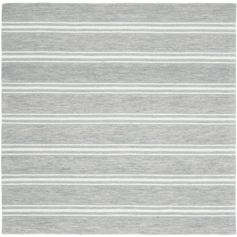 Elegant Gray Hand-Tufted Wool 6' Square Area Rug