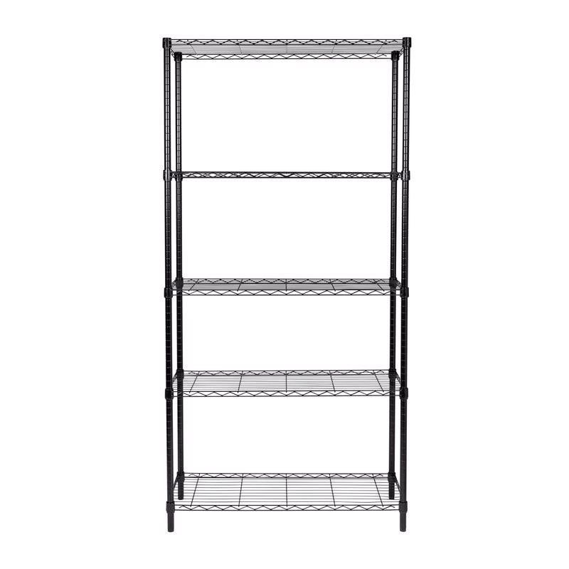 MaxStor 5-Tier Adjustable Black Heavy Duty Steel Shelving Unit