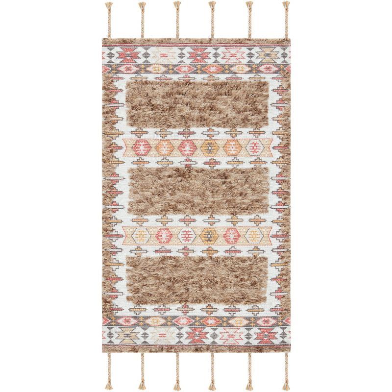 Ivory and Taupe Hand-Loomed Wool Area Rug, 3' x 5'