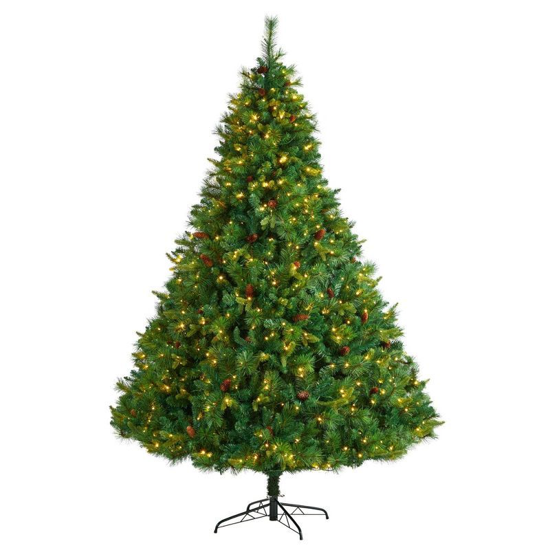 8ft Prelit Green Pine Artificial Christmas Tree with Warm White LED Lights