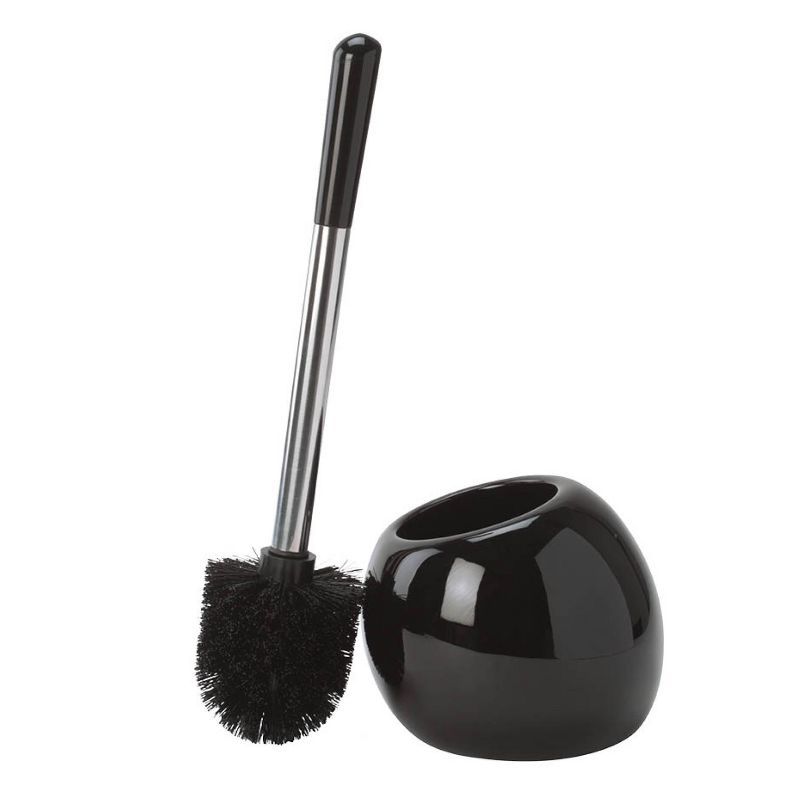 Black Ceramic Dome Toilet Brush and Holder Set