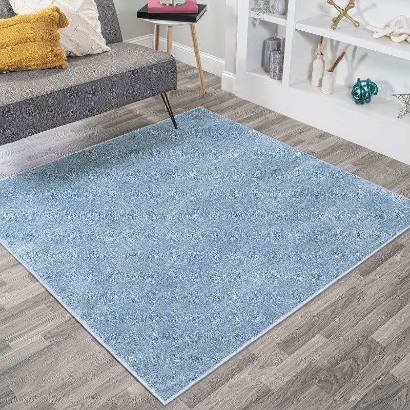 Classic Blue 7' Square Low-Pile Synthetic Area Rug