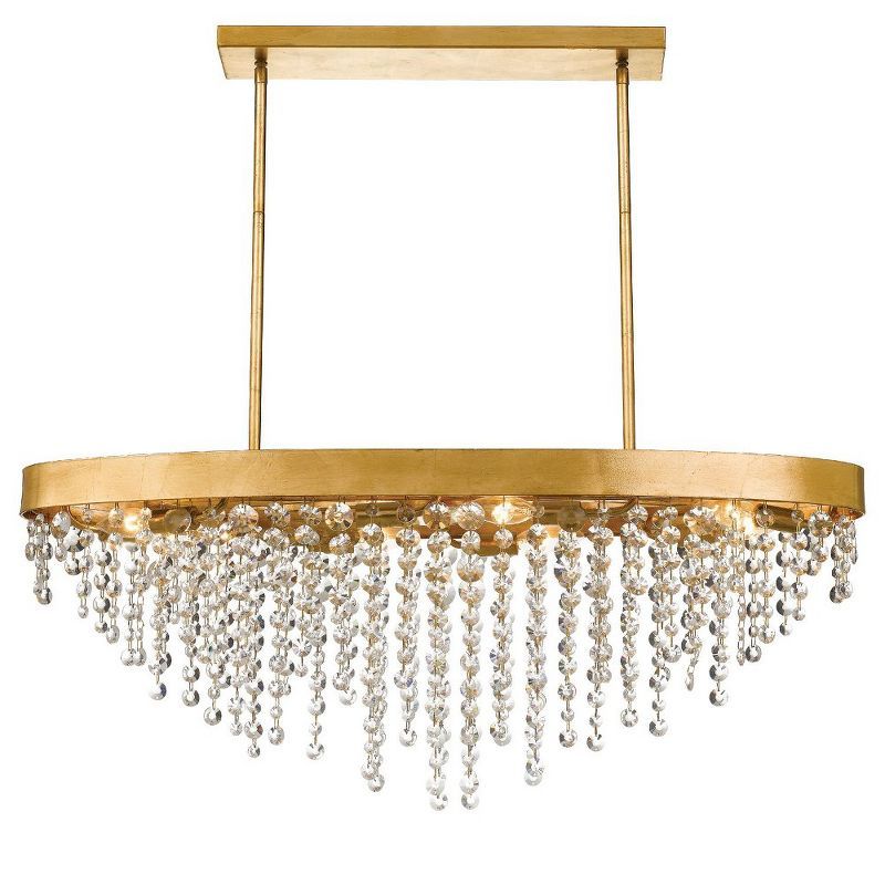 Antique Gold Crystal 8-Light Chandelier with Hand Cut Beads