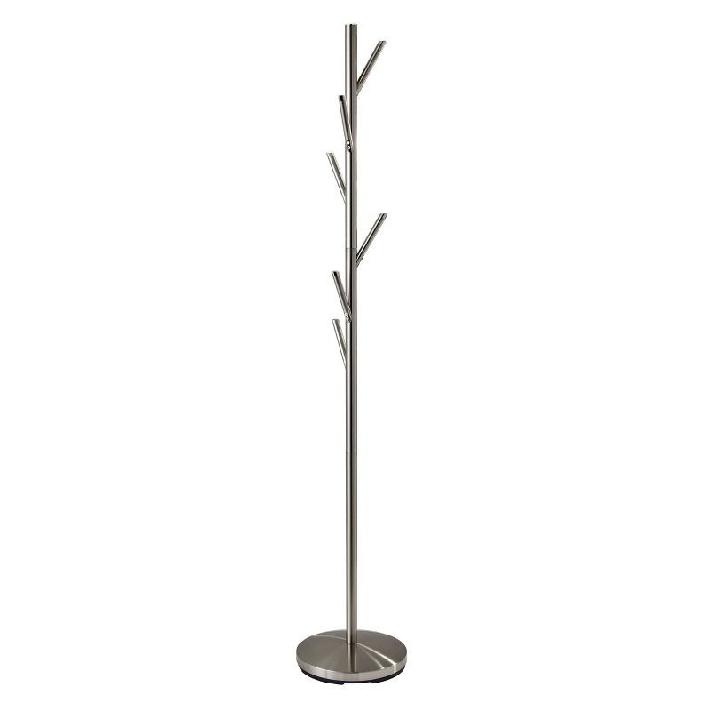 Evergreen Brushed Steel Modern Coat Rack with 6 Hooks