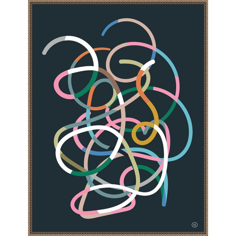 Dan Hobday Abstract Multicolor Beaded Framed Canvas Wall Art