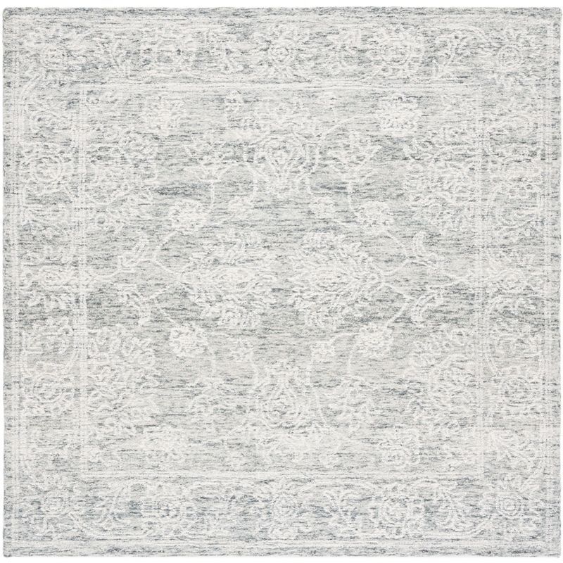 Gray Hand-Tufted Wool Square Area Rug