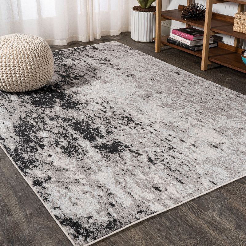 Storm Gray and Cream Abstract 3x5 Area Rug