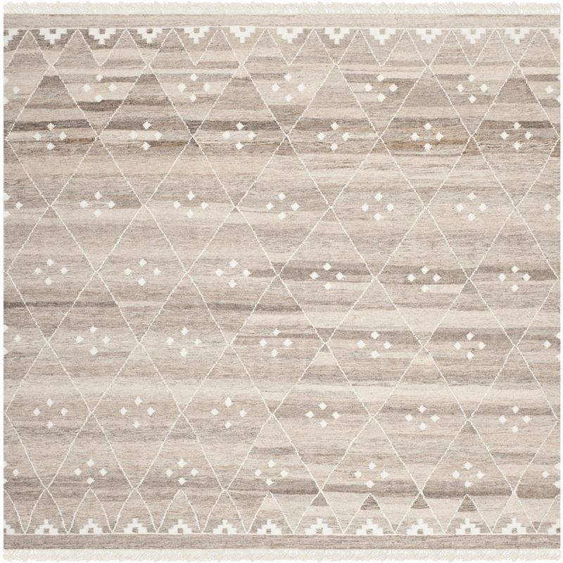 Natural Ivory Hand-Woven Wool-Viscose 7' Square Area Rug