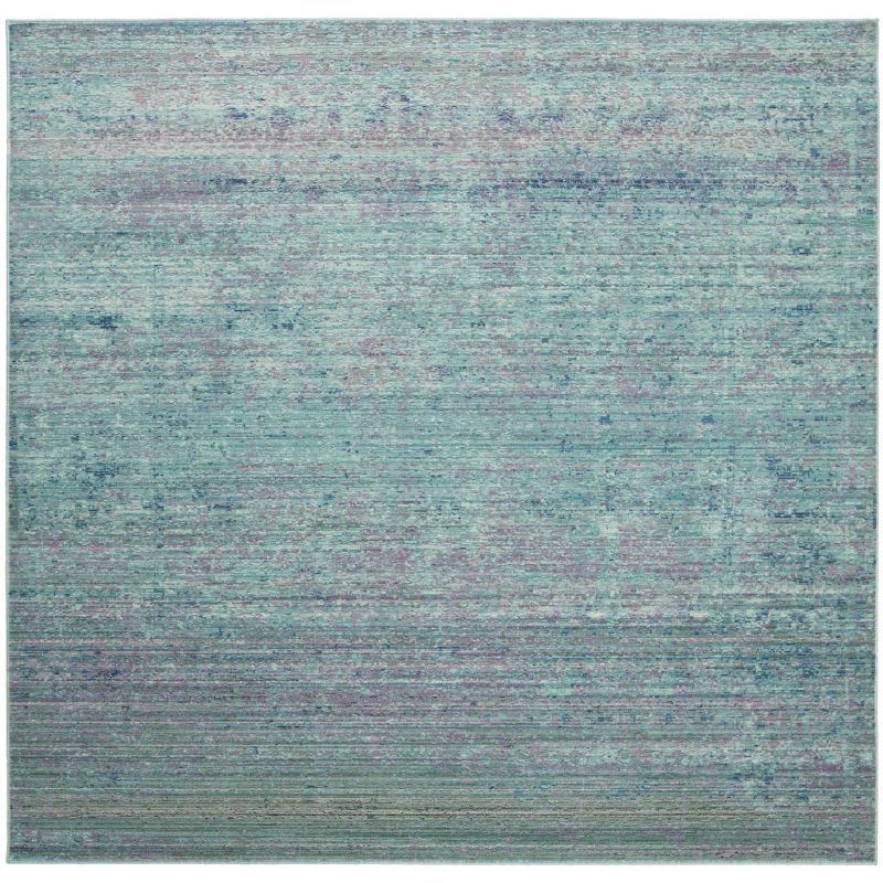 Valencia Turquoise and Multicolor Synthetic Square Area Rug 6'7" x 6'7"