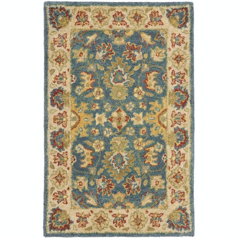 Antiquity Blue and Beige Wool Tufted Area Rug