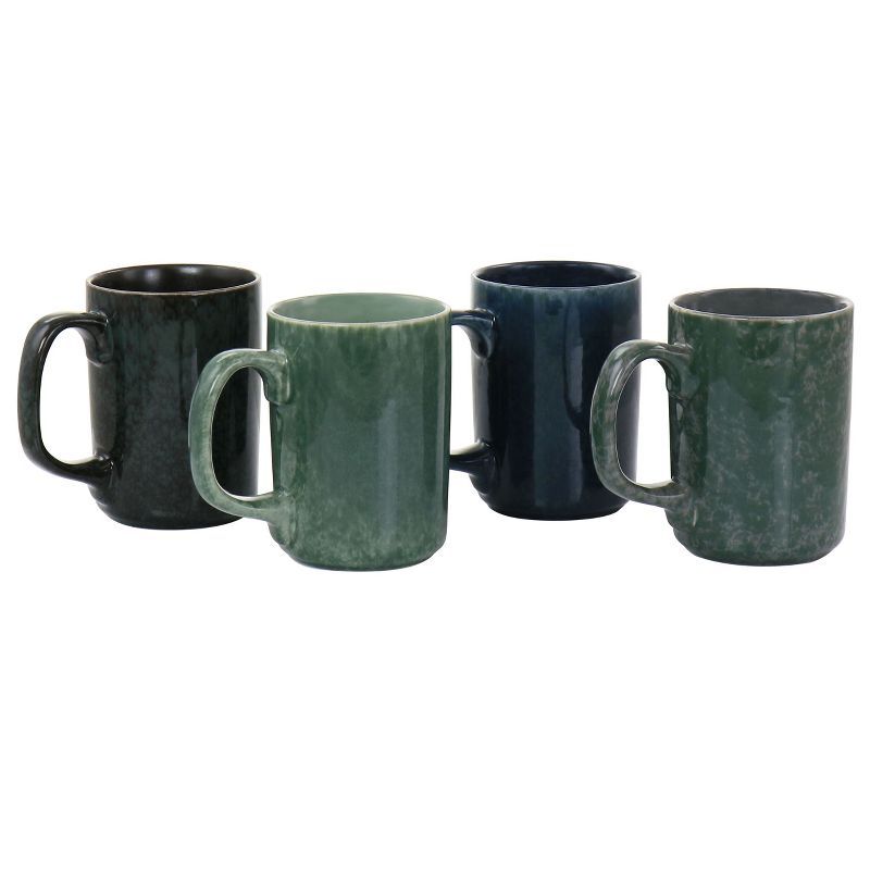 Gibson Assorted Reactive Glaze Ceramic Mug Set, 18oz, 4-Piece