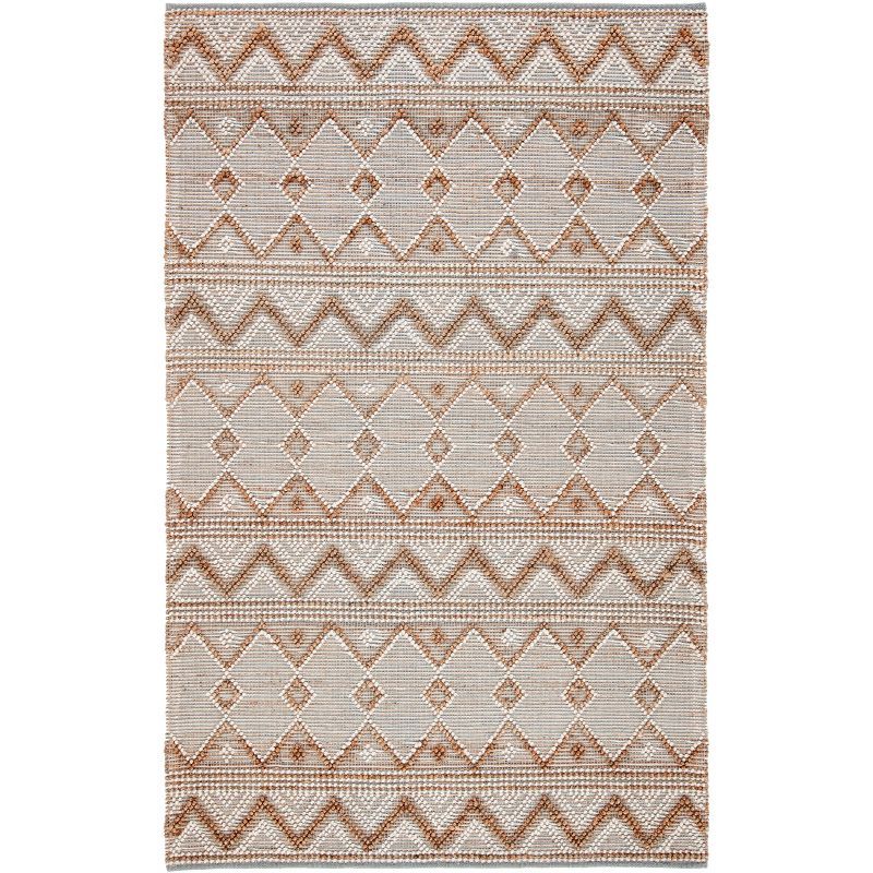 Ivory and Natural Hand-Tufted Wool 4' x 6' Area Rug